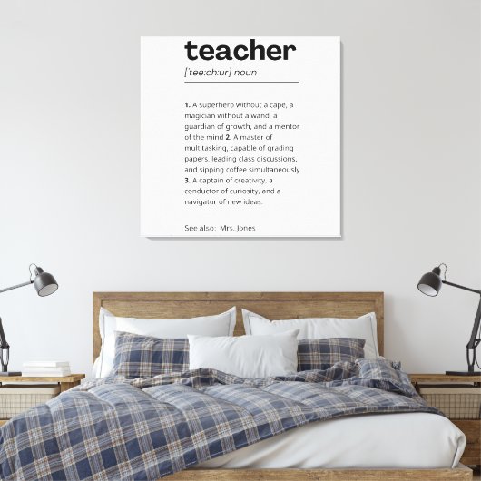 Cadeaubon voor docenten - Cadeau voor definitie va Canvas Afdruk (Insitu (Slaapkamer))