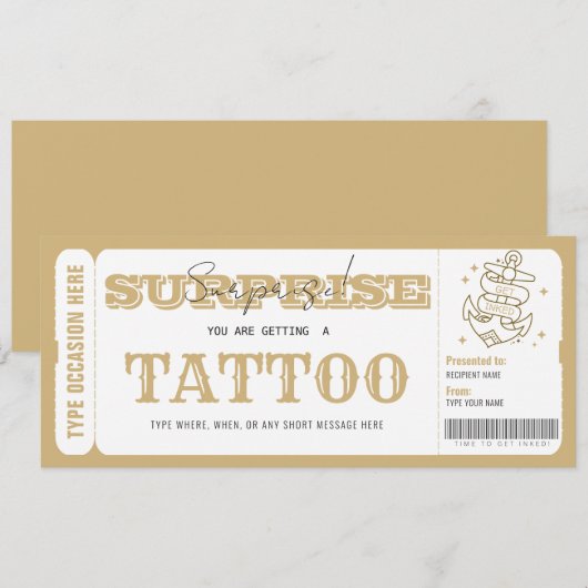 Cadeaubon voor een op maat gemaakte verrassings ta kaart (Voorkant / Achterkant)