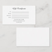 Cadeaubon voor elk bedrijf of elk doel visitekaartje (Voorkant / Achterkant)