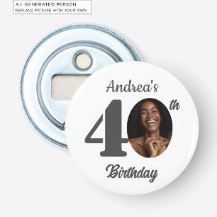 Cadeaubon voor foto op 40e verjaardagsfeestje button flesopener