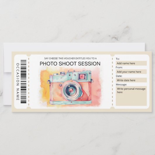 Cadeaubon voor fotoshoot kaart (Voorkant)