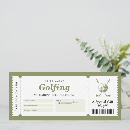 Cadeaubon voor golfreis kaart (Staand voorkant)