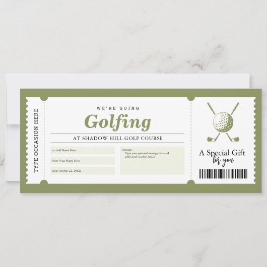 Cadeaubon voor golfreis kaart (Voorkant)