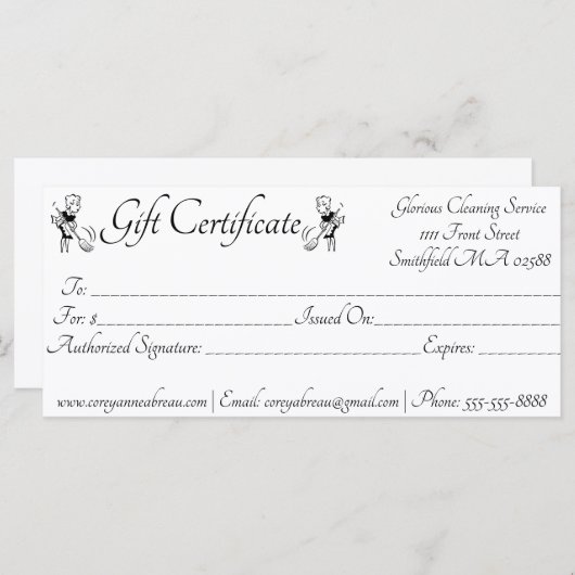 Cadeaubon voor het schoonmaken van het huis (Voorkant / Achterkant)