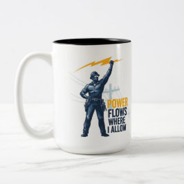 Cadeaubon voor Hoofdelektricien - Heldhaftige Blik Tweekleurige Koffiemok