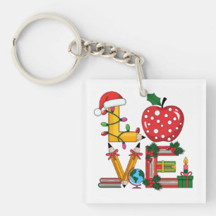 Cadeaubon voor leerkrachten Liefde Potlood Apple Sleutelhanger
