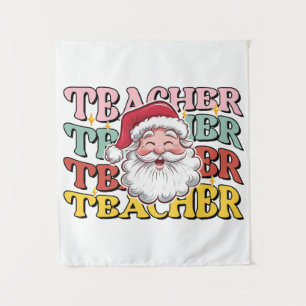 Cadeaubon voor leraar Kerstman leraar Wandkleed