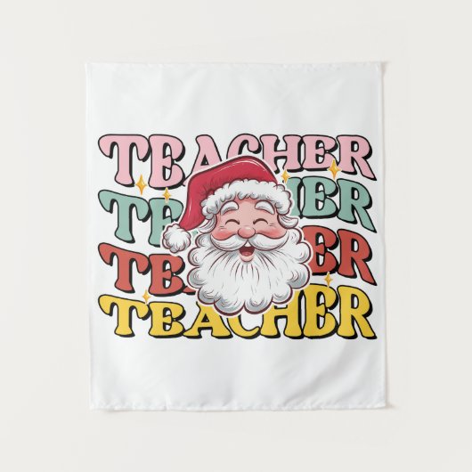 Cadeaubon voor leraar | Kerstman leraar Wandkleed (Voorkant)