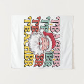 Cadeaubon voor leraar | Kerstman leraar Wandkleed (Voorkant (horizontaal))