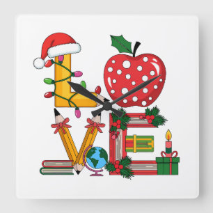 Cadeaubon Voor Leraar Liefde Potlood Appel Boeke Vierkante Klok