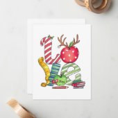 Cadeaubon Voor Leraar | Liefde Potlood Appel Notitiekaartje (Voorkant / Achterkant in situ)