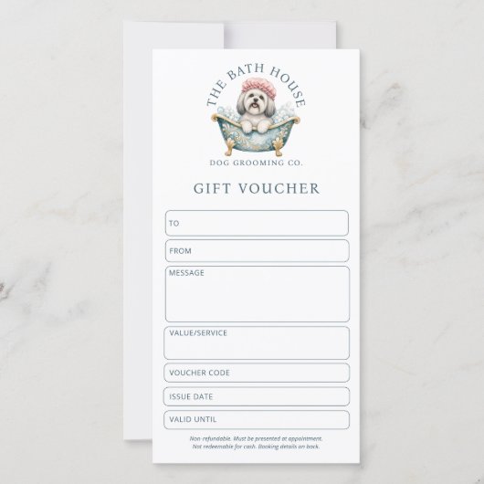 Cadeaubon voor Lhasa Apso-hondentrimsalon (Voorkant)