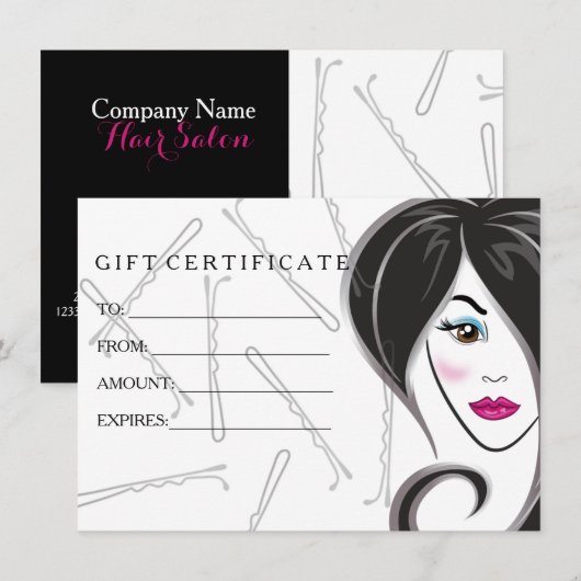 cadeaubon voor meisjeshaarsalon (Voorkant / Achterkant)