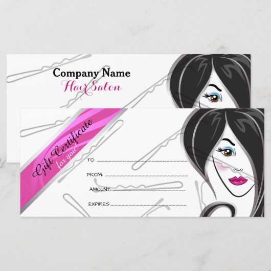 cadeaubon voor meisjeshaarsalon (Voorkant / Achterkant)