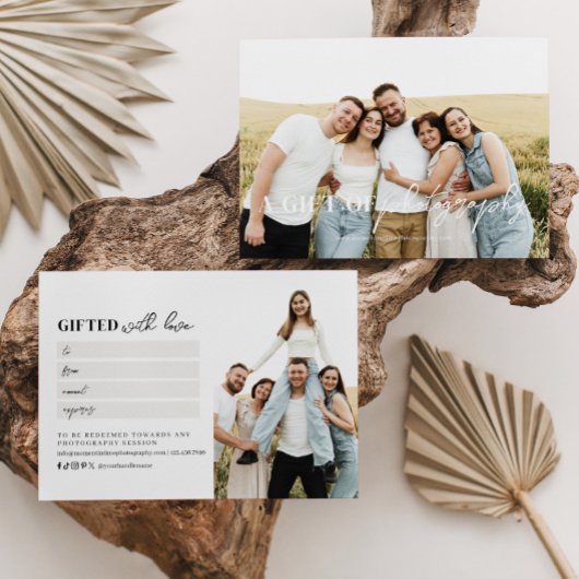 cadeaubon voor moderne scriptfotografie