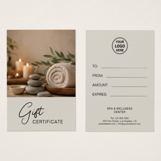 Cadeaubon voor moderne spa-massagetherapeut visitekaartje (Voorkant /achterkant)