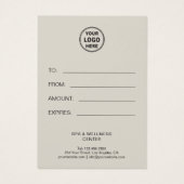 Cadeaubon voor moderne spa-massagetherapeut visitekaartje (Achterkant)