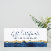 Cadeaubon voor Navy Blue en Gold Waterverf (Staand voorkant)