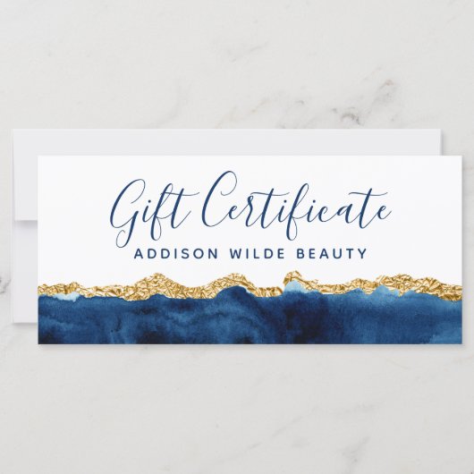 Cadeaubon voor Navy Blue en Gold Waterverf (Voorkant)