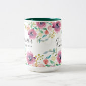 Cadeaubon voor oma - Mooie pruimroze bloemen perso Tweekleurige Koffiemok (Center)