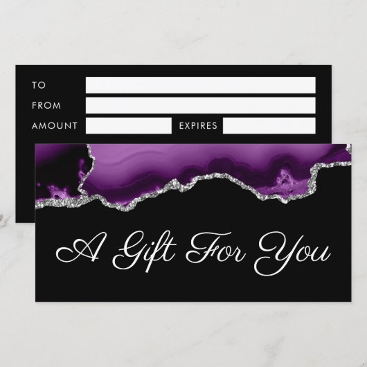 cadeaubon voor paarse en zilvervis (Voorkant / Achterkant)