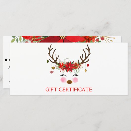  cadeaubon voor rendieren (Voorkant / Achterkant)