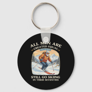Cadeaubon voor Skiloper 70e Verjaardag Vintage Ski Sleutelhanger