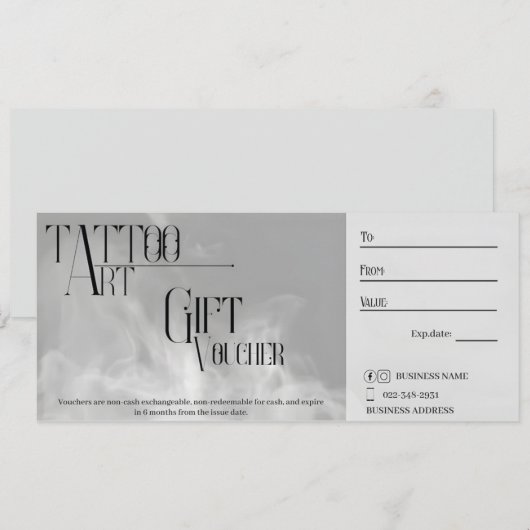 Cadeaubon voor  Tattoo Kaart (Voorkant / Achterkant)