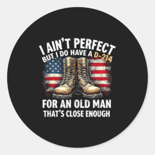 Cadeaubon voor veteranen Ik ben niet perfect maar Ronde Sticker