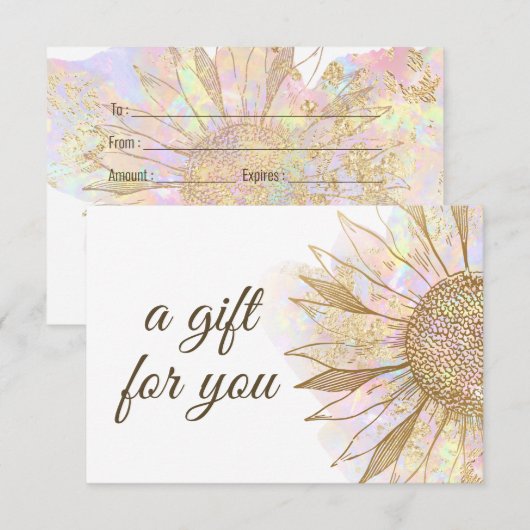 cadeaubon voor zonnebloemen (Voorkant / Achterkant)