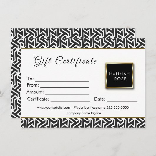 cadeaubon voor zwart-wit (Voorkant / Achterkant)