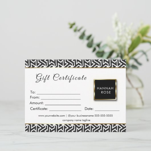 cadeaubon voor zwart-wit (Staand voorkant)