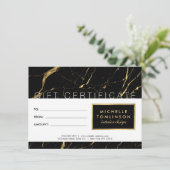 Cadeaubon voor zwarte en goudkleurige ontwerper (Staand voorkant)