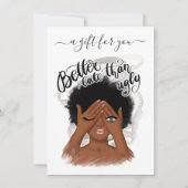 Cadeaubon voor Zwarte Vrouw met Goede Stemming (Voorkant)