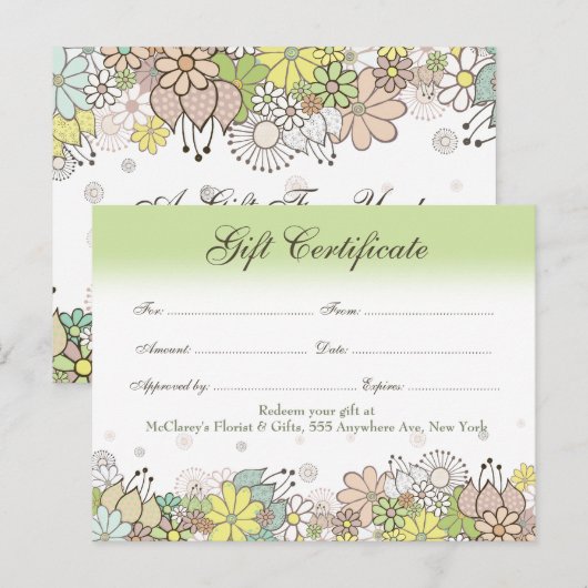 Cadeaubon Voucher Store Business Briefkaart (Voorkant / Achterkant)