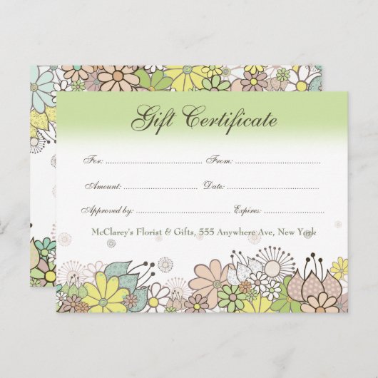 Cadeaubon Voucher Store Visitekaartje Briefkaart (Voorkant / Achterkant)