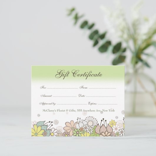 Cadeaubon waarde winkel onderneming briefkaart (Staand voorkant)