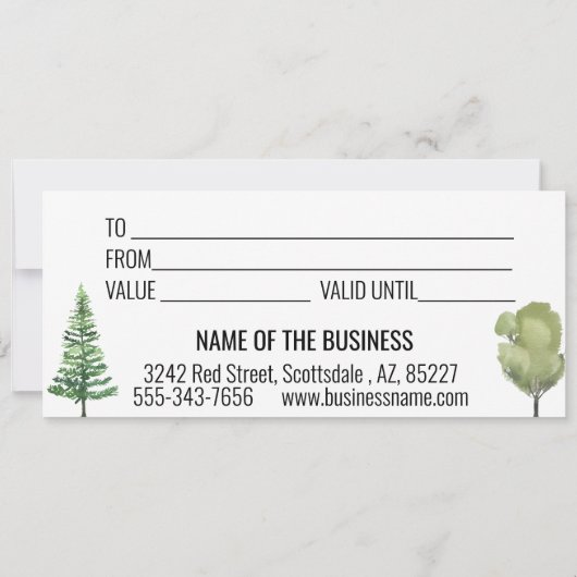 Cadeaubon Waterverf Cabin Forest Lodge Kaart (Achterkant)