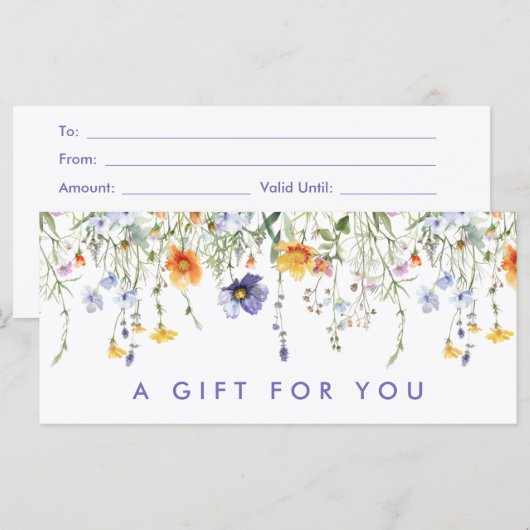 Cadeaubon Wildflower (Voorkant / Achterkant)