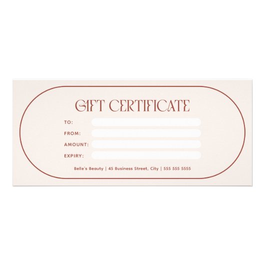 Cadeaubon Zakelijk Cadeaubon Certificaat Schoonhei Reclamekaart (Voorkant)