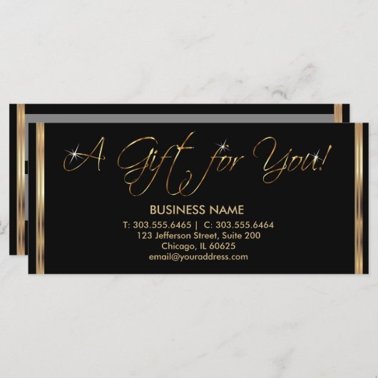 Cadeaubon - Zwart en Goud (Voorkant / Achterkant)