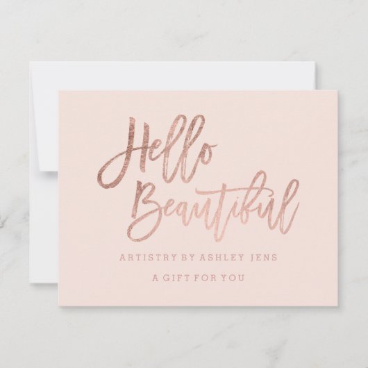 Cadeaubon: zwart roos goud hallo mooi kaart (Voorkant)