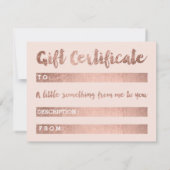 Cadeaubon: zwart roos goud hallo mooi kaart (Achterkant)