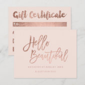 Cadeaubon: zwart roos goud hallo mooi kaart (Voorkant / Achterkant)