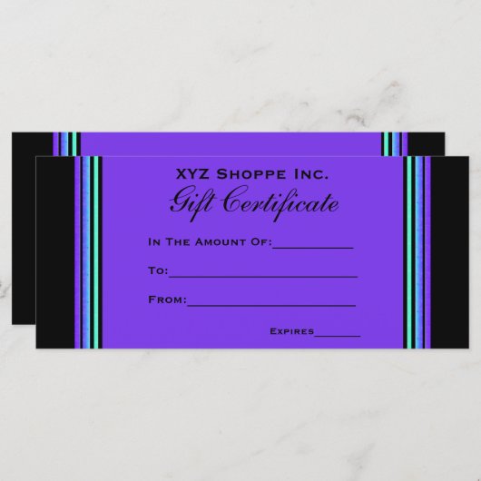 Cadeaubonaat turquoise paars (Voorkant / Achterkant)