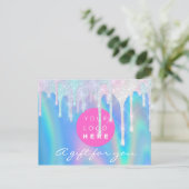 Cadeaubonholograaf Unicorn Blue Logo Briefkaart (Staand voorkant)