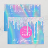 Cadeaubonholograaf Unicorn Blue Logo Briefkaart (Voorkant / Achterkant)