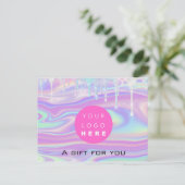 Cadeaubonholograaf Unicorn Logo Roze druppel Briefkaart (Staand voorkant)