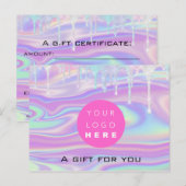 Cadeaubonholograaf Unicorn Logo Roze druppel Briefkaart (Voorkant / Achterkant)