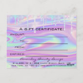 Cadeaubonholograaf Unicorn Logo Roze druppel Briefkaart (Achterkant)